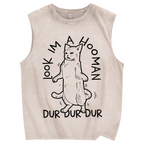 Dancing Cat Vintage Distressed Washed Tank Top