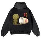 Ramen Mummy Vintage Washed Cotton Back Art Hoodie