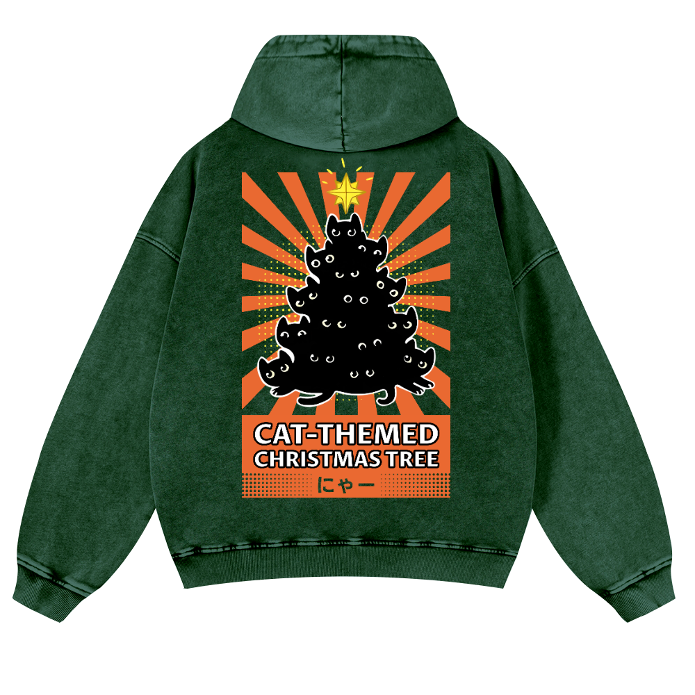 Christmas Tree Vintage Washed Cotton Back Art Hoodie