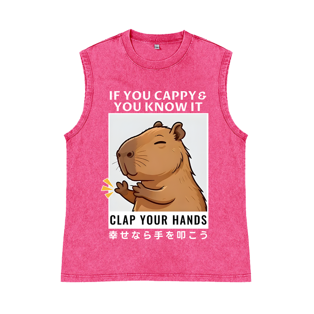 Capybara Pure Cotton Wash-Dyed Sleeveless Tank Top