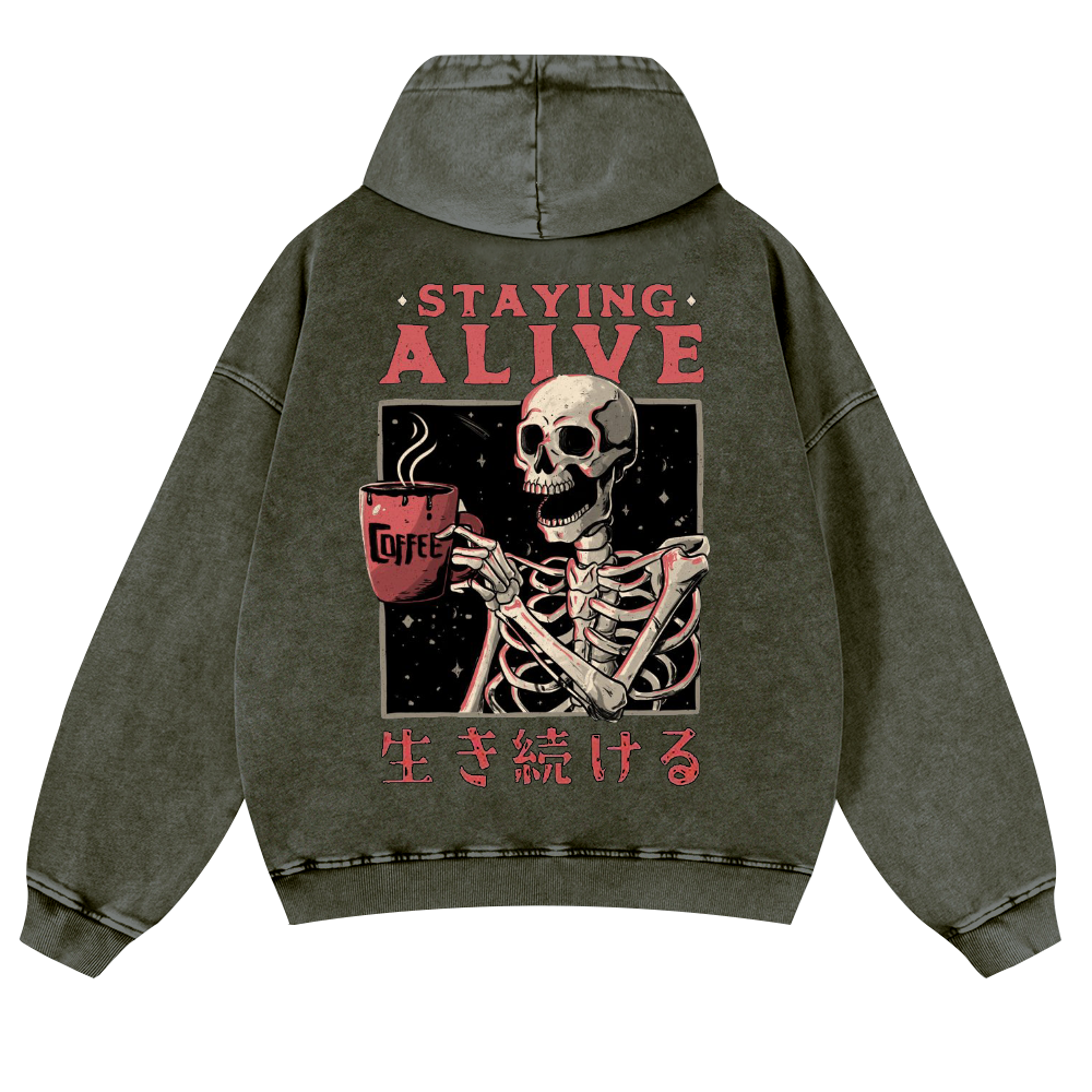 Skull Vintage Washed Cotton Back Art Hoodie