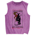 I Like My Coffe How I Like My Magic Vintage Distressed Washed Tank Top