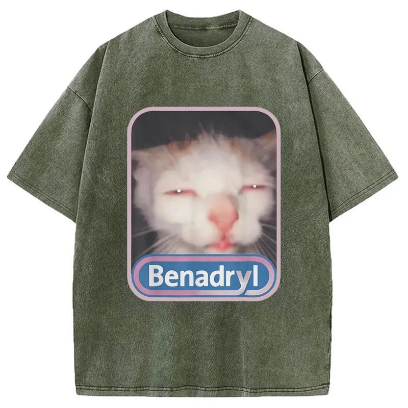 Benadryl Meme Cat Washed T-Shirt