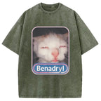 Benadryl Meme Cat Washed T-Shirt