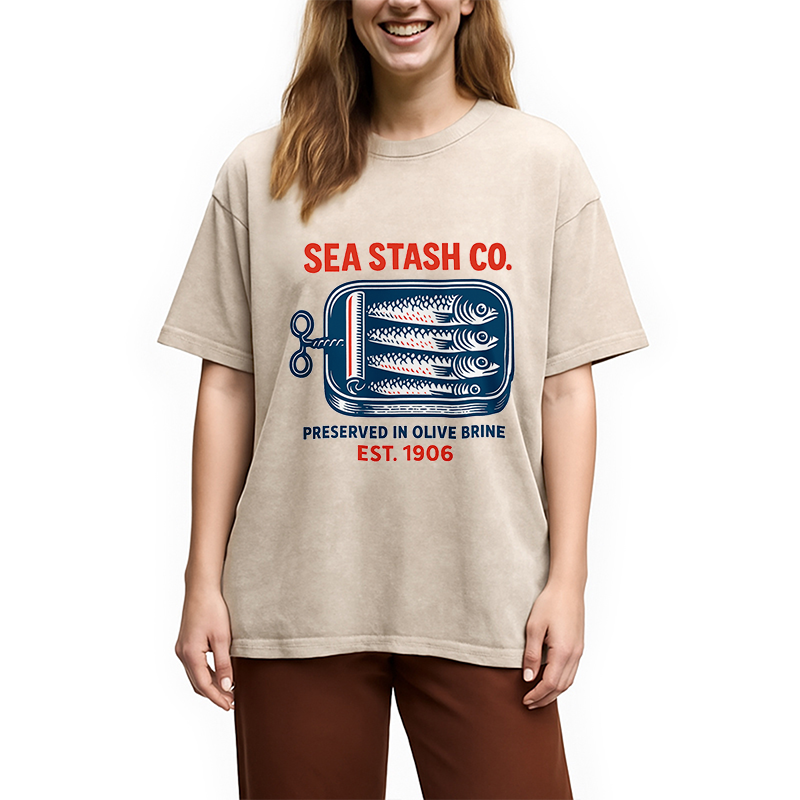 Funny Vintage Sardine Can Washed T-Shirt