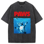 Paws Cat Meme Washed T-Shirt