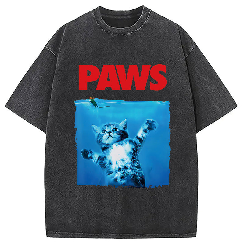 Paws Cat Meme Washed T-Shirt