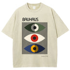 Unisex Bauhaus Art Eye Printed Washed T-shirt