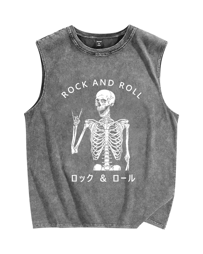 Rock & Roll Vintage Distressed Washed Tank Top