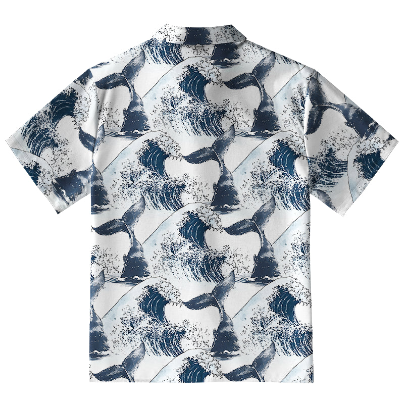 Whale Tail Wave Art Aloha Hawaiian Shirt