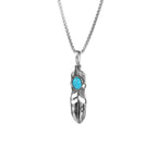 Men'S Dotted Gold Claw Turquoise Neck Pendant