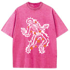 Electrocuted Skeleton Halloween Washed T-Shirt