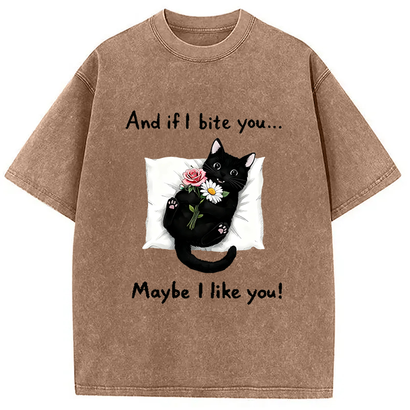 Cat's Expression Of Love Washed T-Shirt