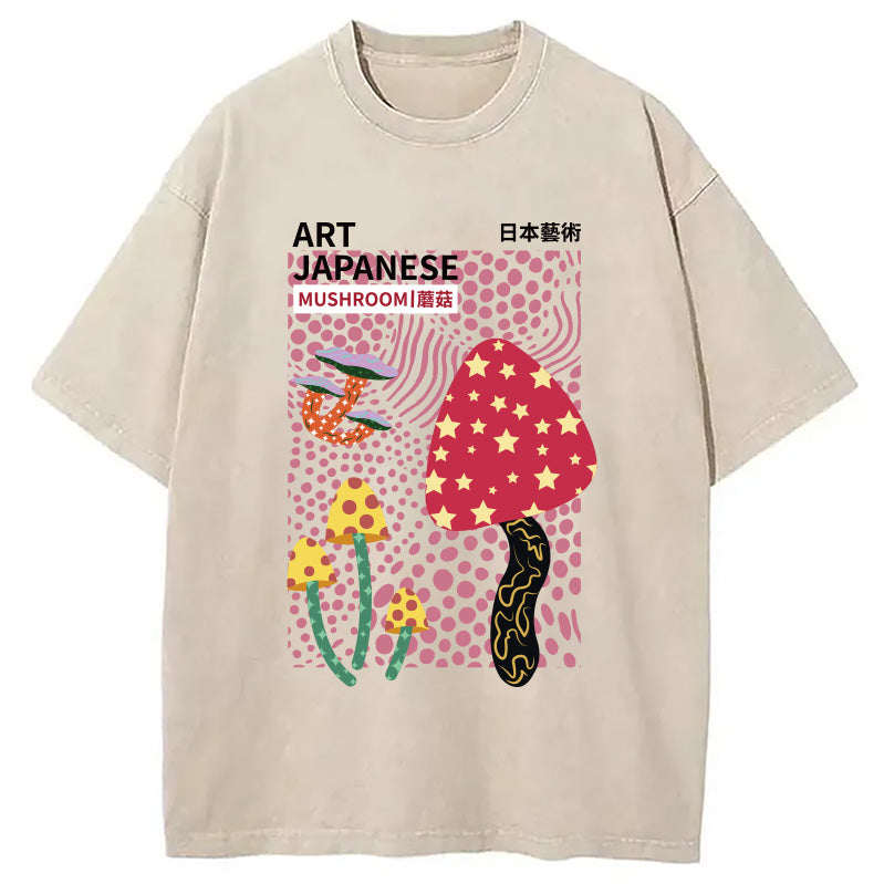 Japanese Art Mushroom Vintage Washed T-Shirt