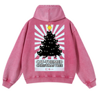 Christmas Tree Vintage Washed Cotton Back Art Hoodie