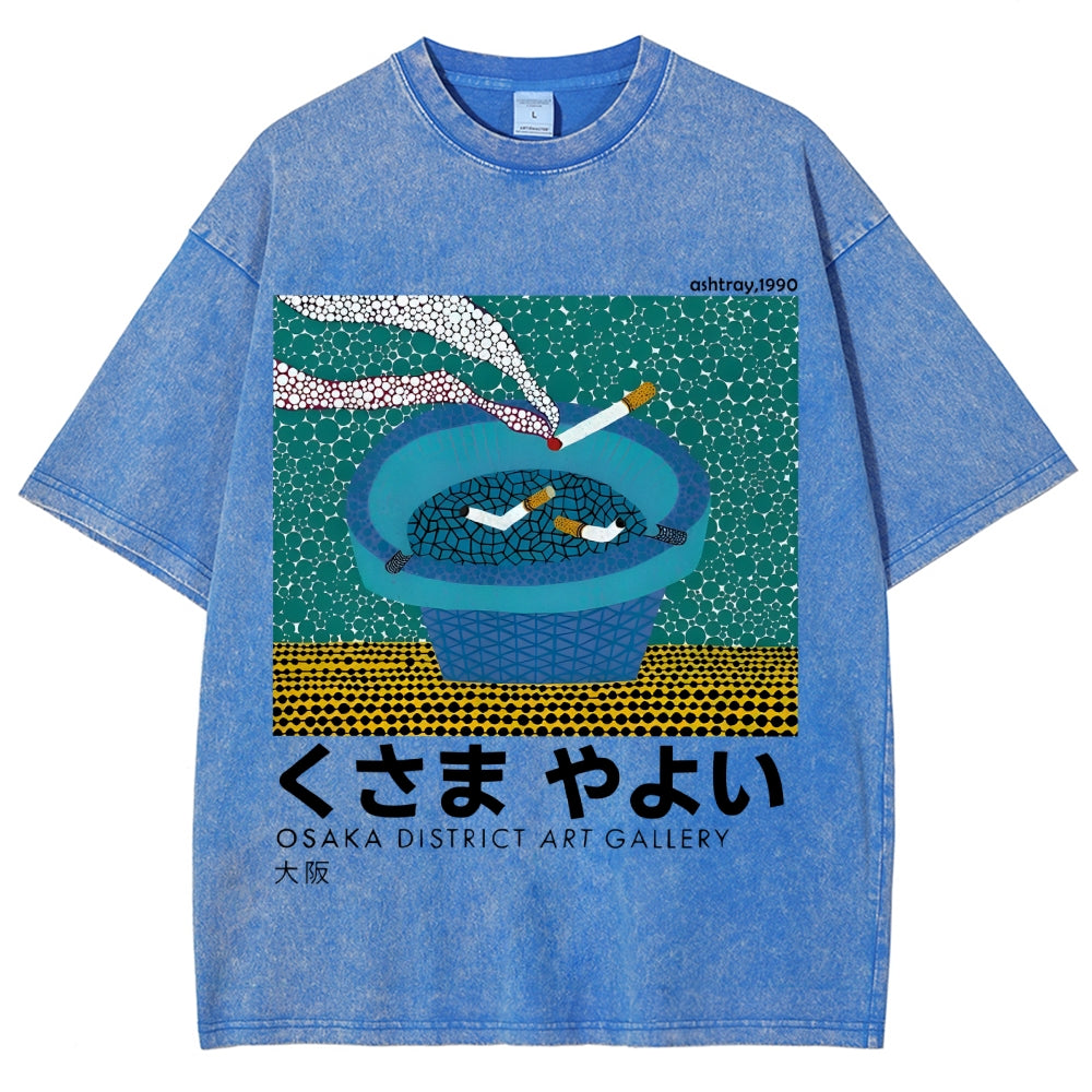 Japanese Polka Dot Art Cigarette Butts Vintage Washed T-shirt