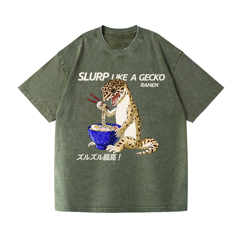 Gecko Vintage Wash Japanese Design T-Shirt
