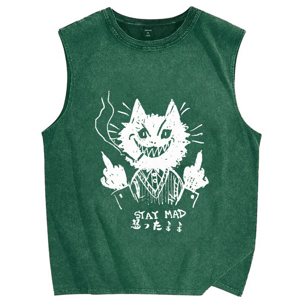 Stay Mad Vintage Distressed Washed Tank Top