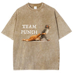 Unisex Team Punch Printed Washed Folded T-shirt