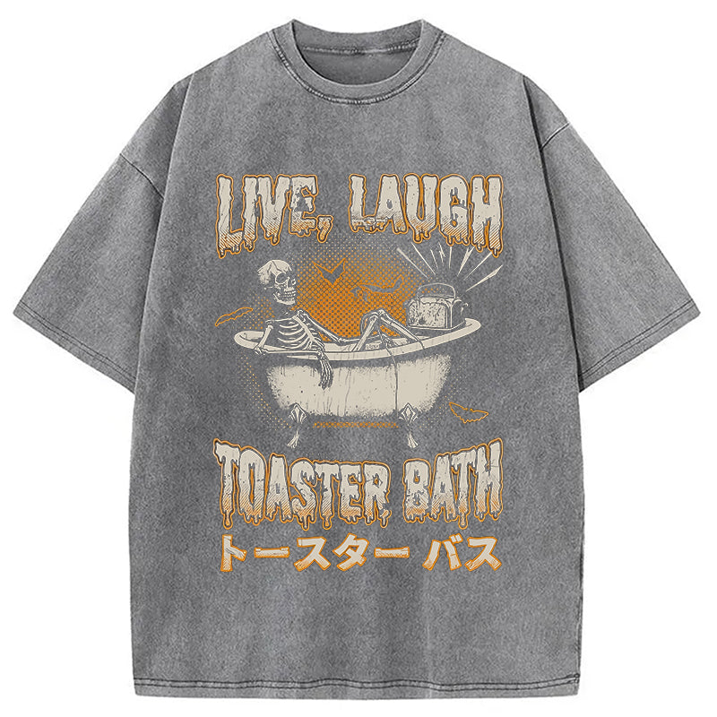Skeleton Taking A Bath Washed T-Shirt