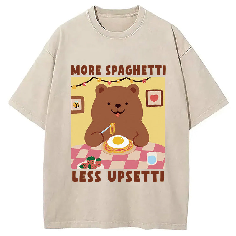 Bear Eating Spaghetti Washed T-Shirt
