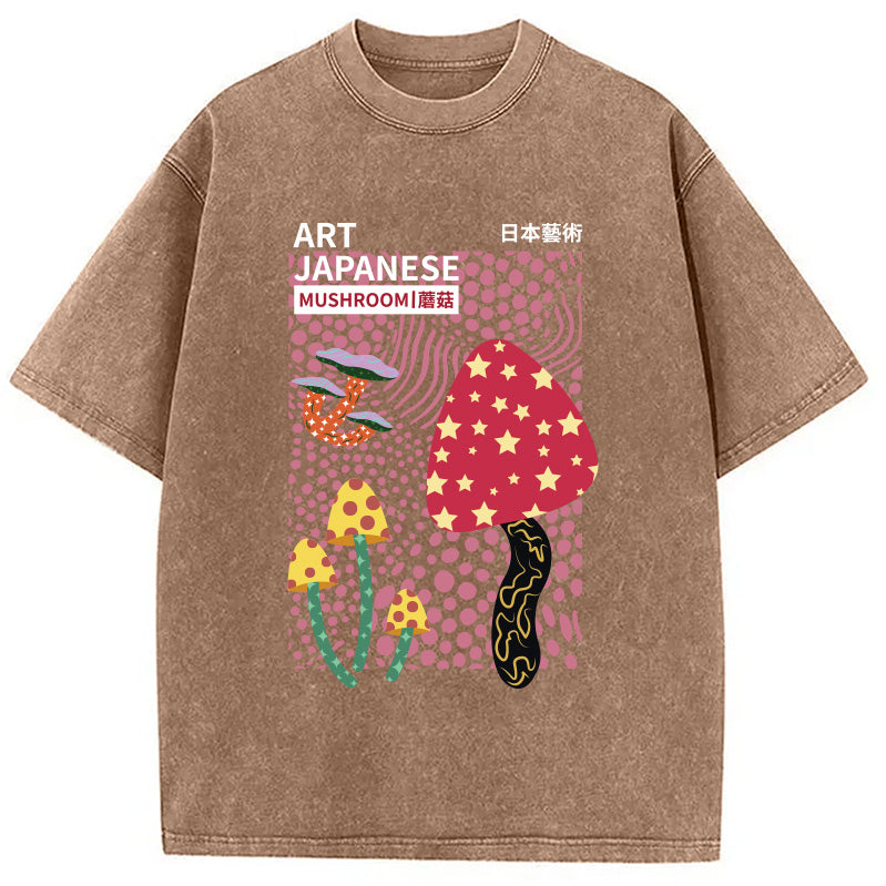 Japanese Art Mushroom Vintage Washed T-Shirt