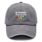 Inspirational Quote With Rainbow Hearts Washed Cap