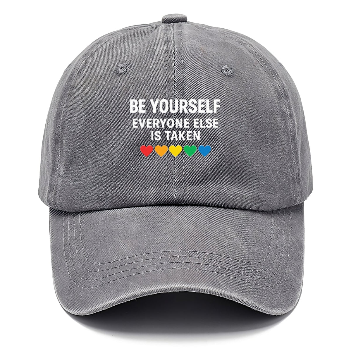 Inspirational Quote With Rainbow Hearts Washed Cap
