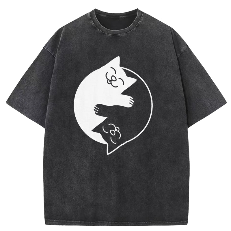 Yin Yang Cats Washed T-Shirt