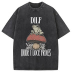 Cute Frog on Mushroom Washed T-Shirt