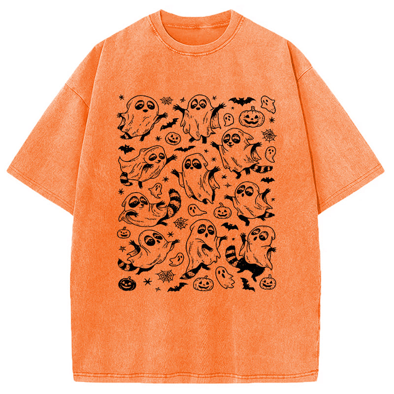 Spooky Ghost Raccoon Washed T-Shirt