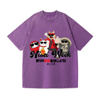 Cat Daruma Vintage Wash Japanese Design T-Shirt