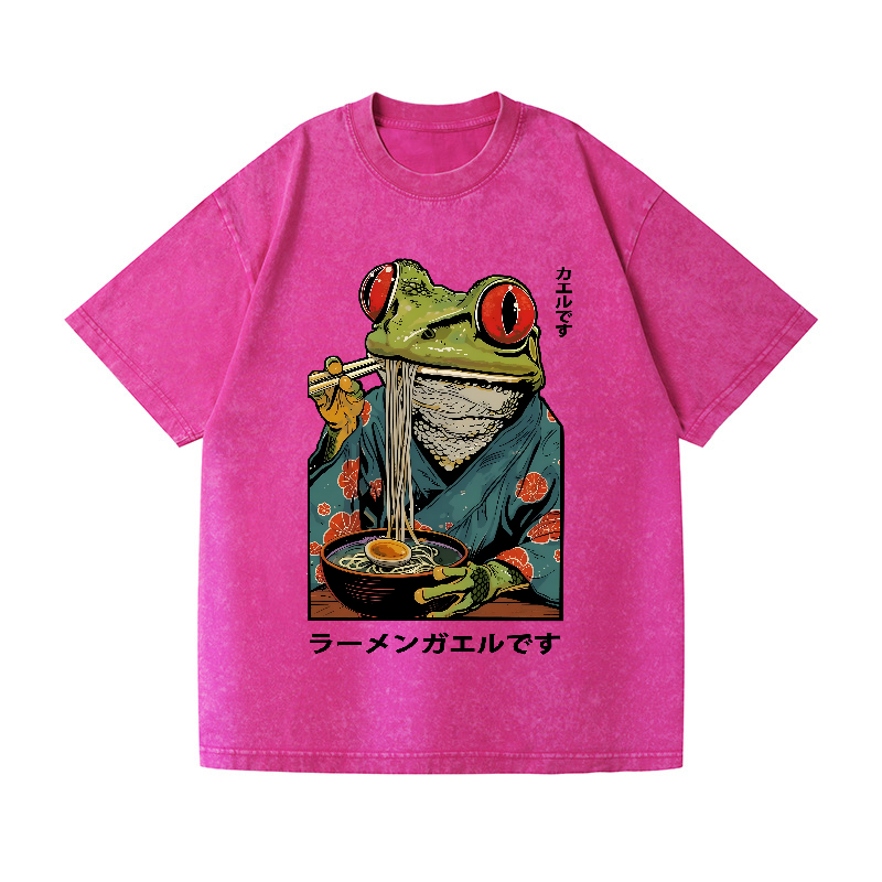 Frog Ramen Vintage Wash Japanese Design T-Shirt