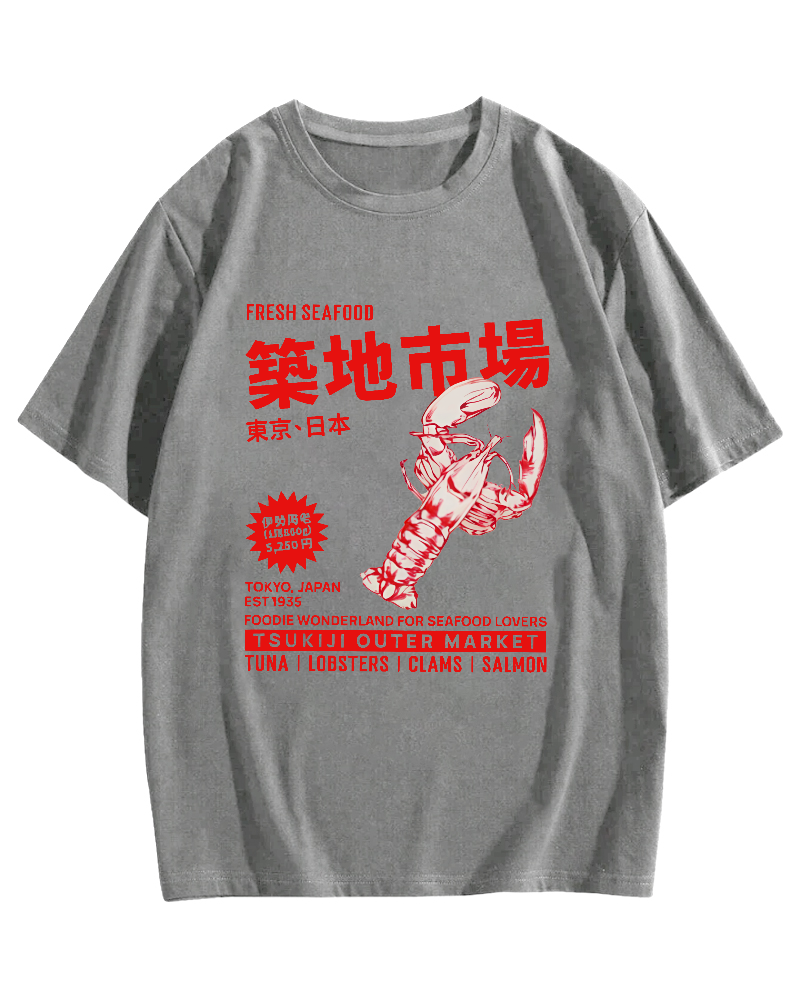 Tokyo Tsukiji Market Seafood Cotton Leisure T-shirt