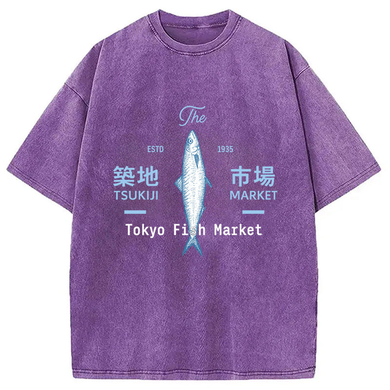 Tsukiji Tokyo Fish Market Vintage Washed T-Shirt