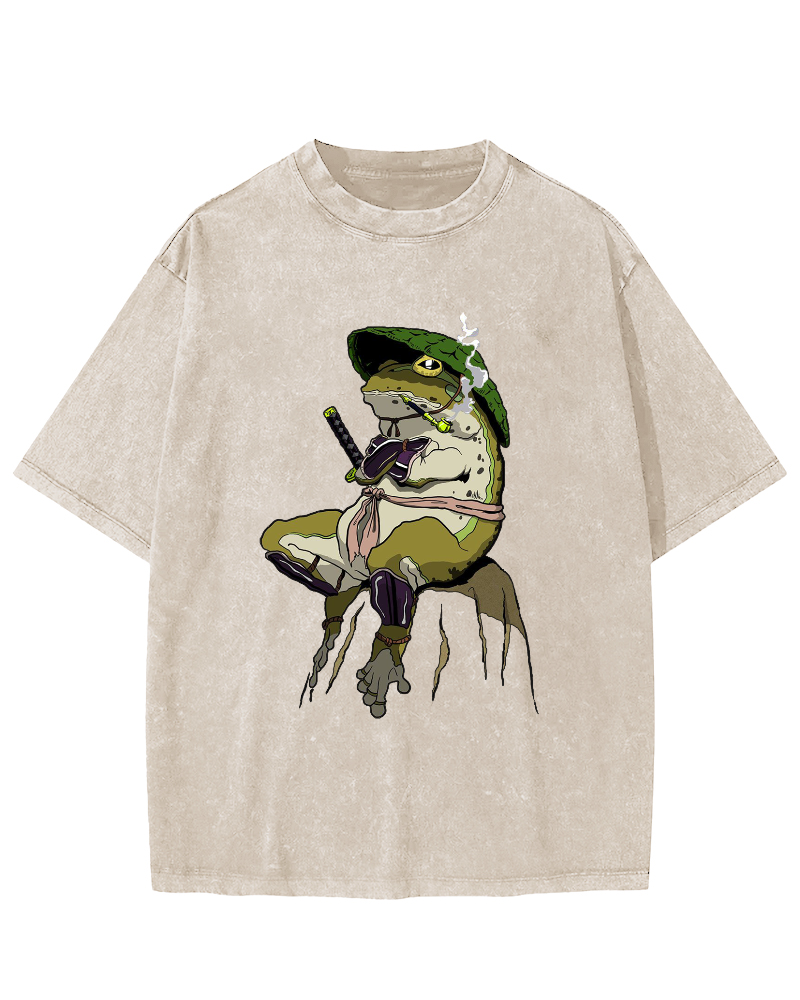 Frog Samurai Vintage Washed T-shirt