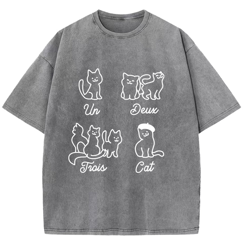Un Deux Trois Cat Washed T-Shirt