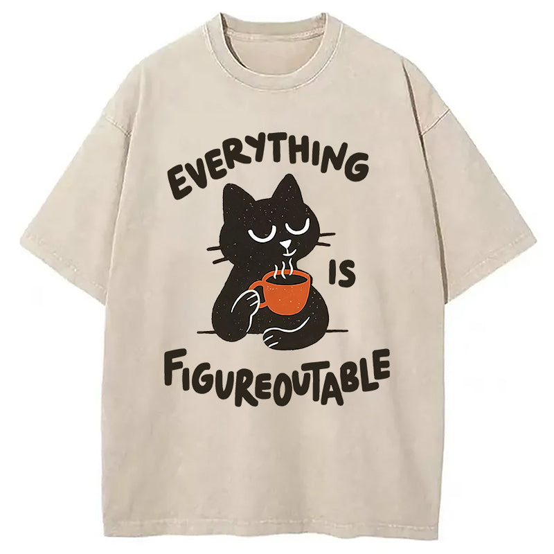 Cat Tasting Coffee Washed T-Shirt