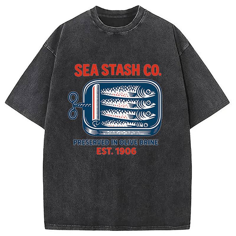 Funny Vintage Sardine Can Washed T-Shirt