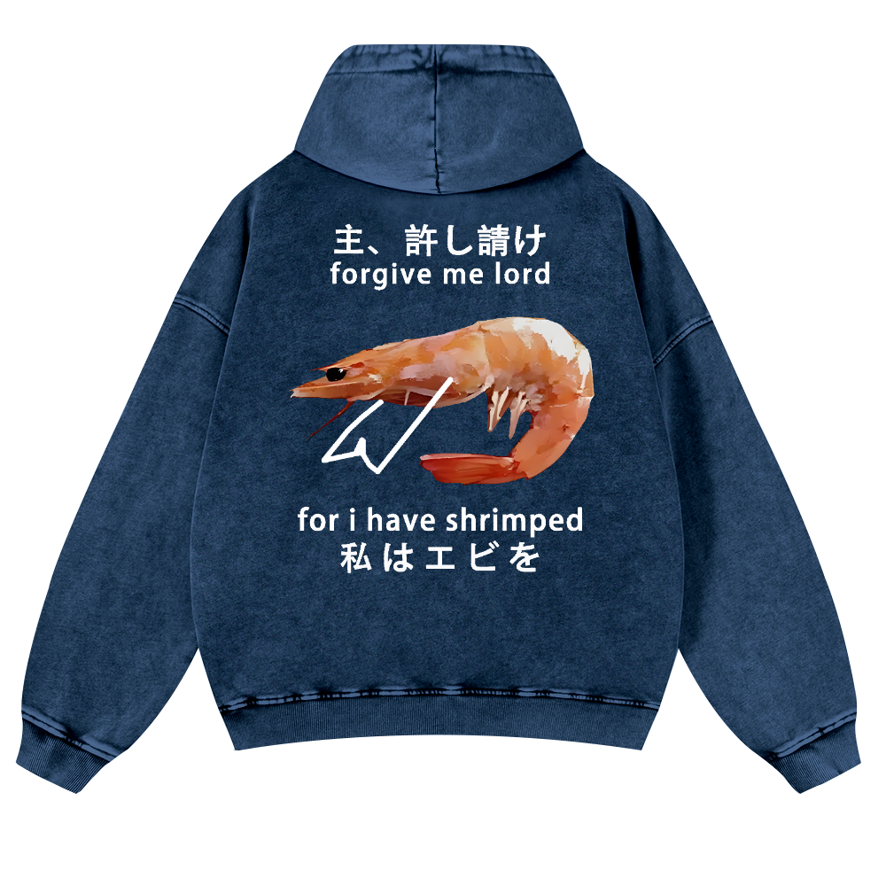 Shrimp Vintage Washed Cotton Back Art Hoodie