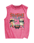 Masked Sushi Vintage Distressed Washed Tank Top