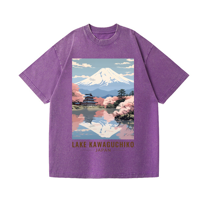Lake Kawaguchiko Vintage Wash Japanese Design T-Shirt