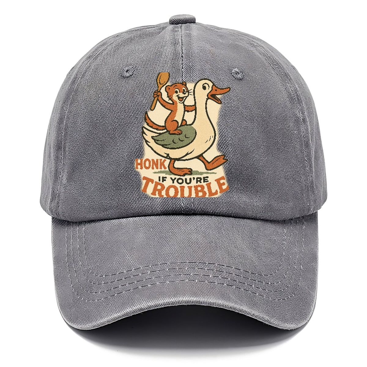 Trouble Cartoon Washed Cap