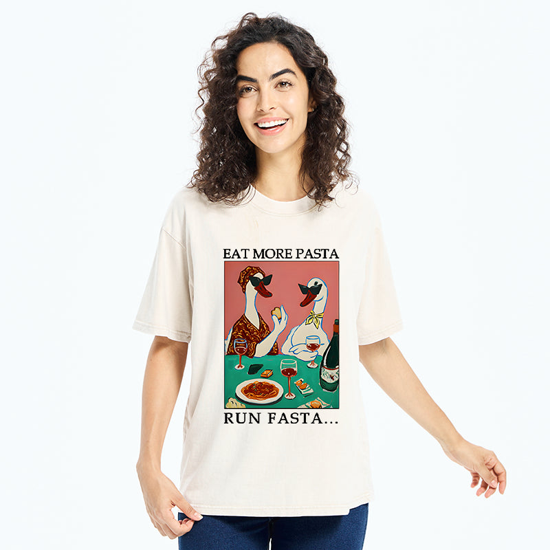 Unisex Eat More Pizza Washed T-Shirt