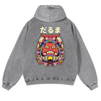 Daruma Vintage Washed Cotton Back Art Hoodie