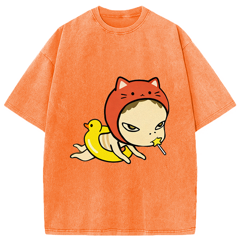 Red Hat Girl Washed T-Shirt