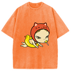 Red Hat Girl Washed T-Shirt