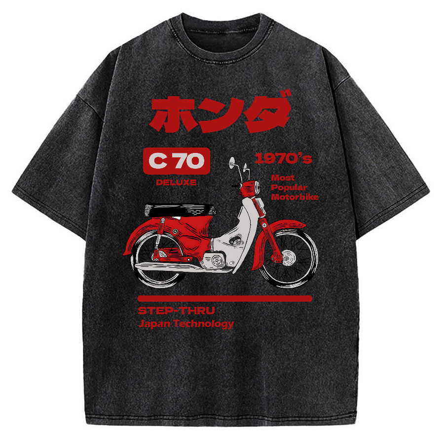 C70 Retro Motorcycle Vintage Washed T-shirt