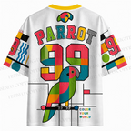 Geometric Color Block Parrot Print Jersey Shirts
