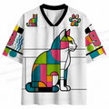Mondrian Style Color Block Cat Jersey Shirts